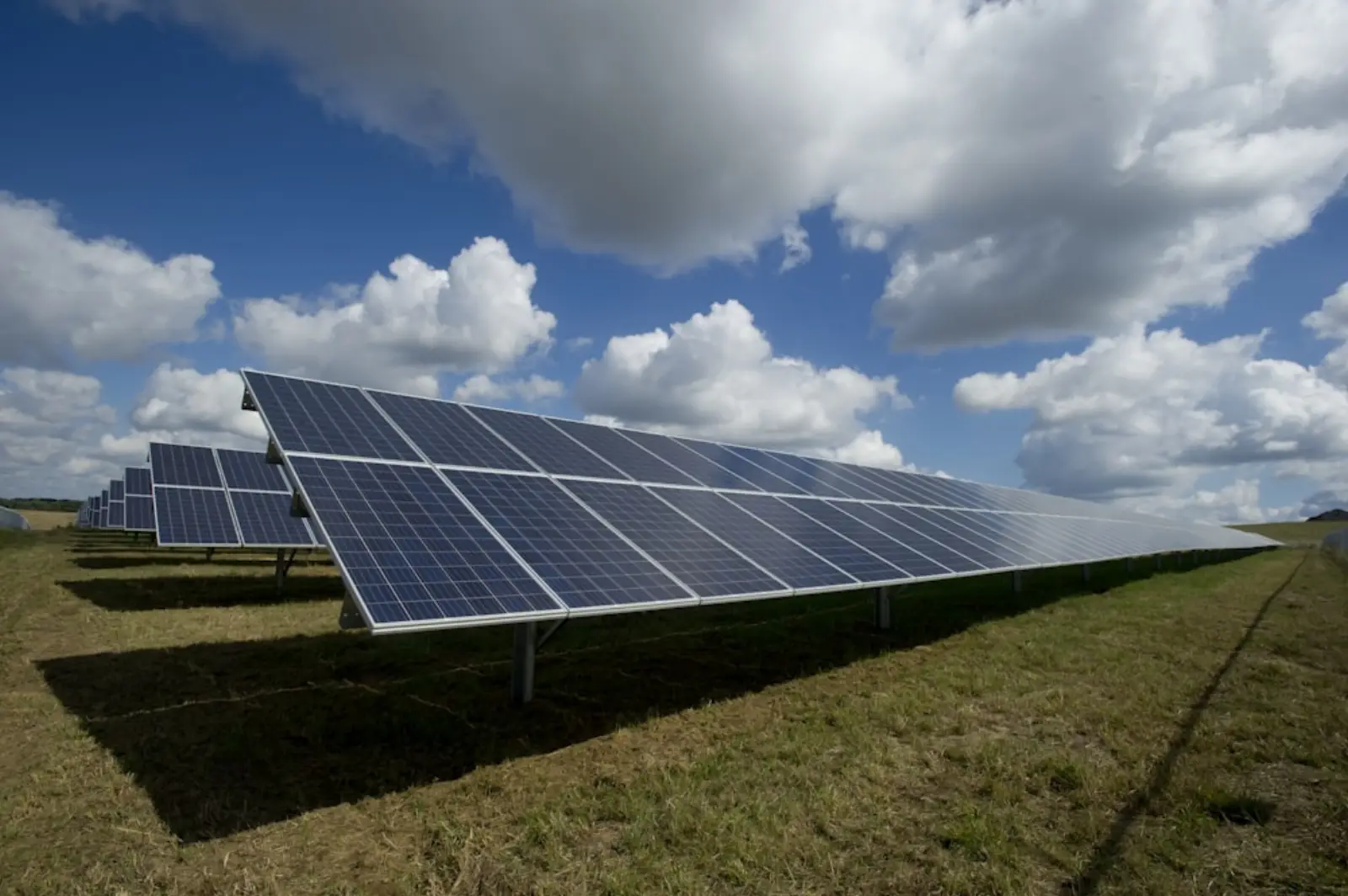 Solar panels mounted on the roof of an RV in full Florida sun